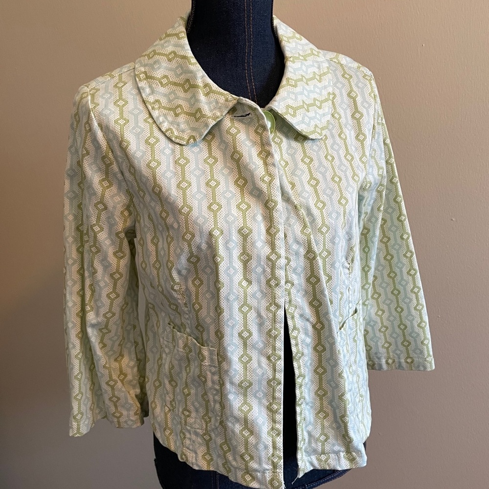 Geometric MCM Esque Button Closure Blazer Medium